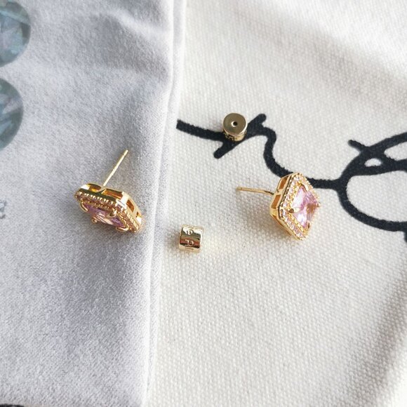 Alicia Bonnie Stud Earrings - Aurora - Pink Crystal Gold - Picture 3 of 3